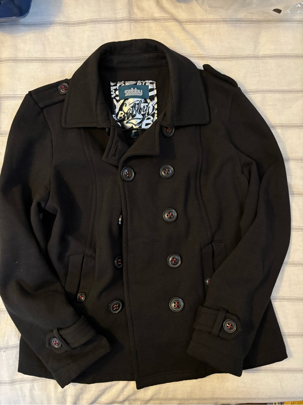 Women’s Black Double-Breasted Peacoat